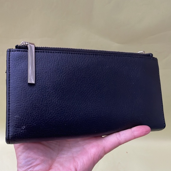 New vintage black/silver Halogen pebbled leather wallet - Picture 3 of 11